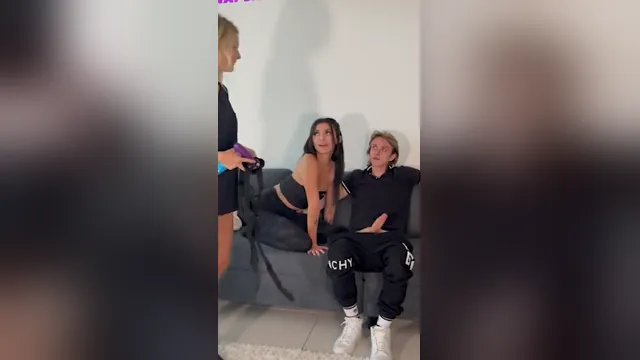 Amateur women share a hardcore strap-on threesome